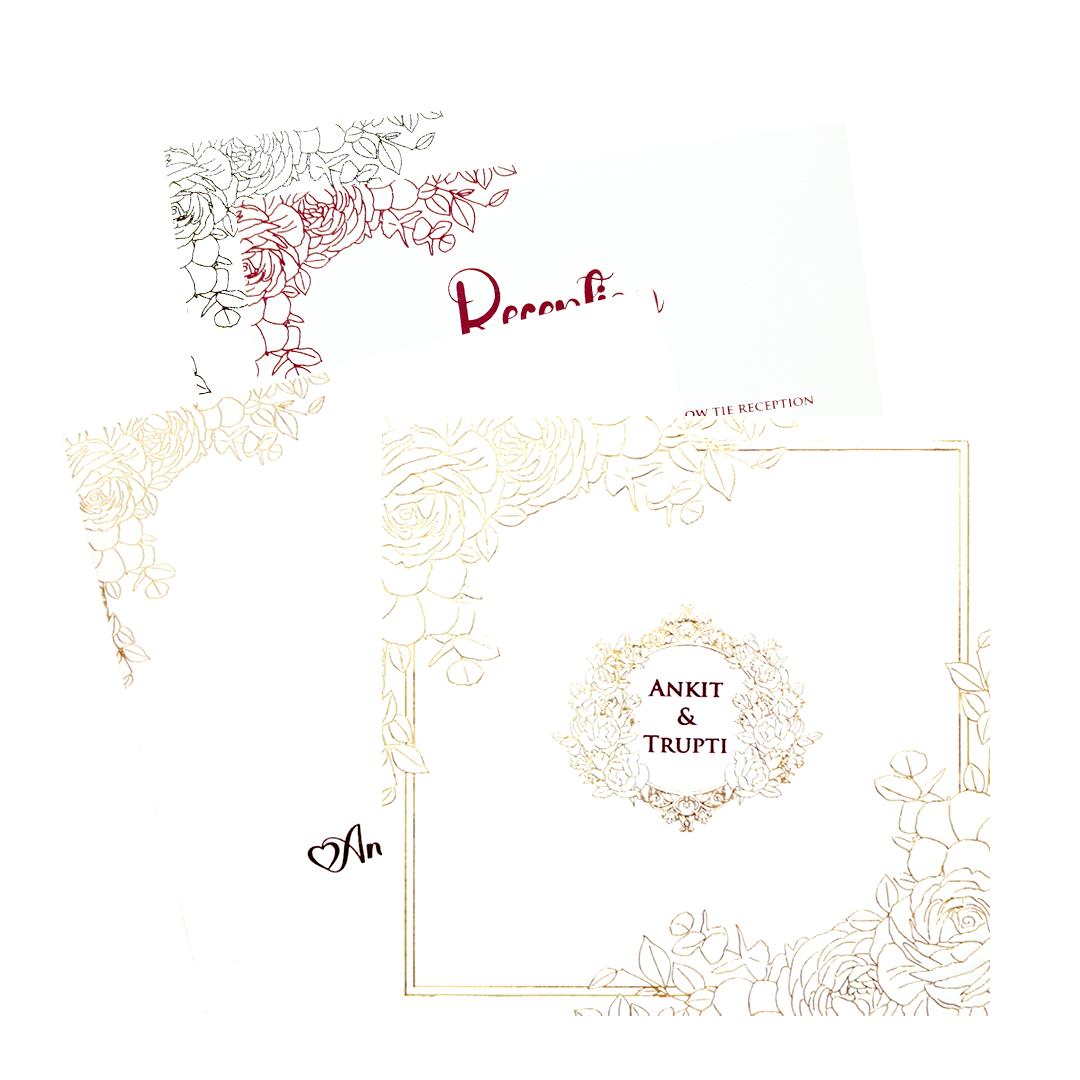 White Floral Minimalist Wedding Card-KPR06600