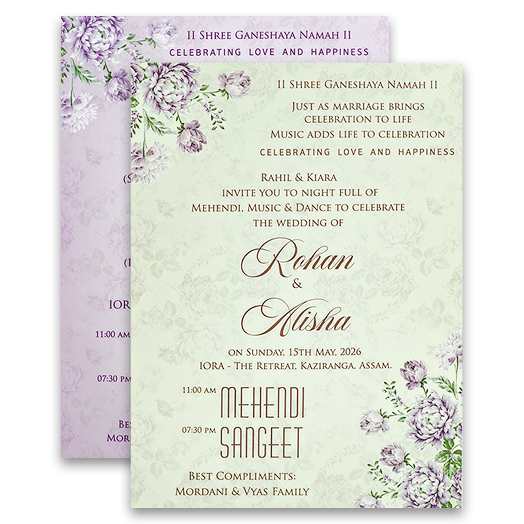 Lavender Floral Door Style Wedding Card - KFR15340