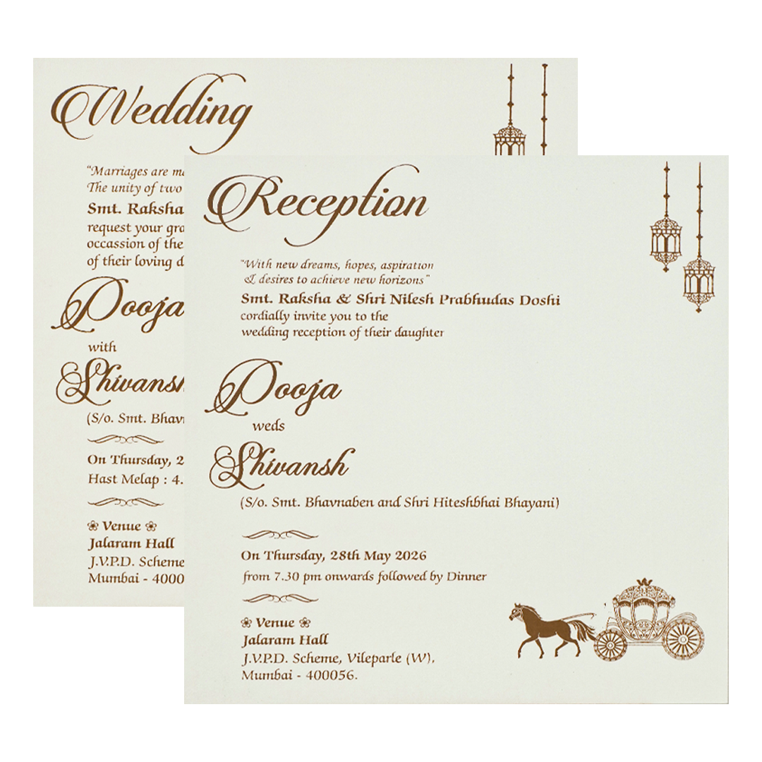 White Gold Floral Padded Wedding Card-KRE27570