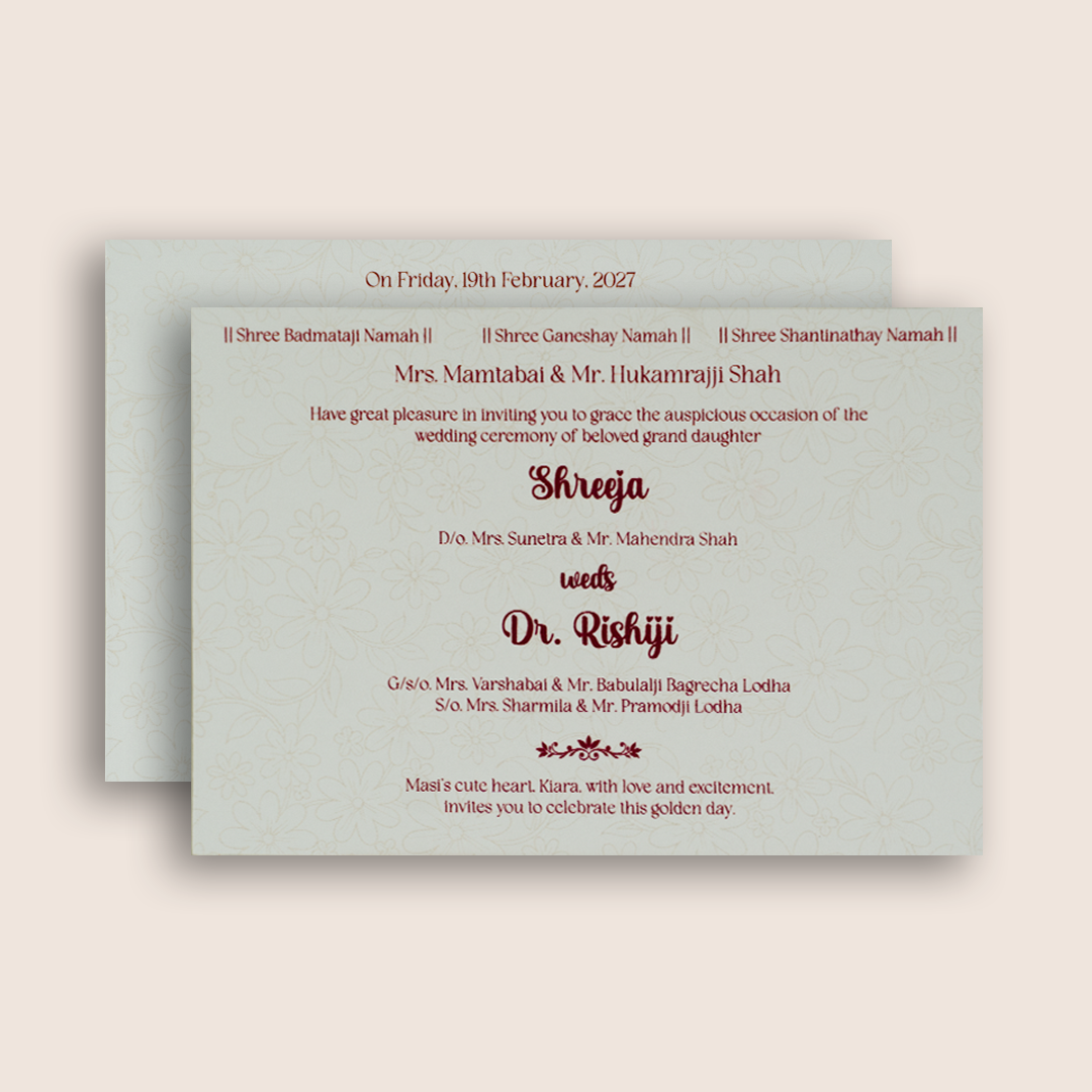 White Embossed Floral Premium Wedding Invitation Box - KSI33220