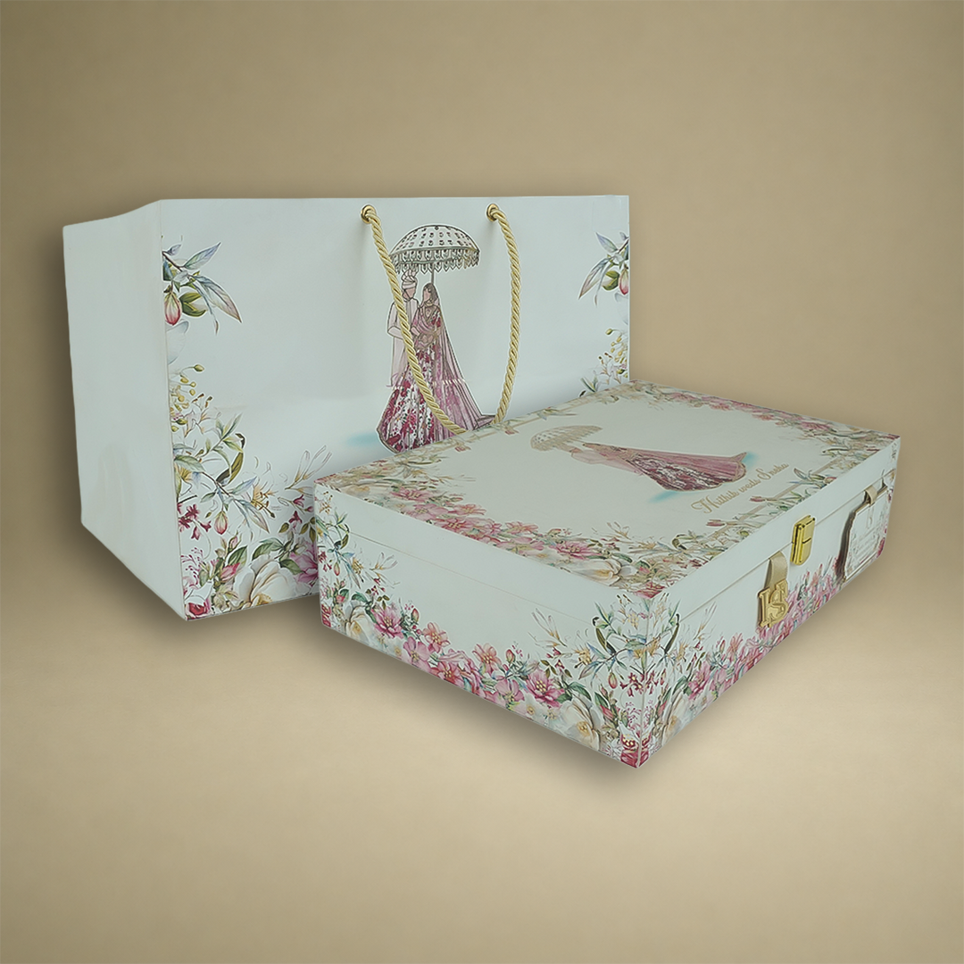 White Premium Bride Groom Luxury Invitation Box - KNLW202540