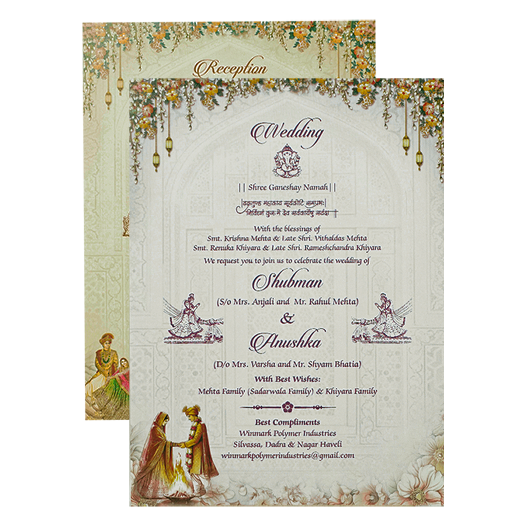 Royal Bride Groom Theme Padded Wedding Card-KRB09220
