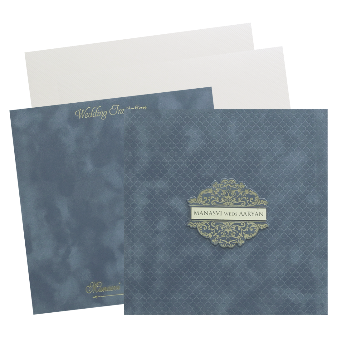 Grey Padded Wedding Invitation Card - KMMWD1153