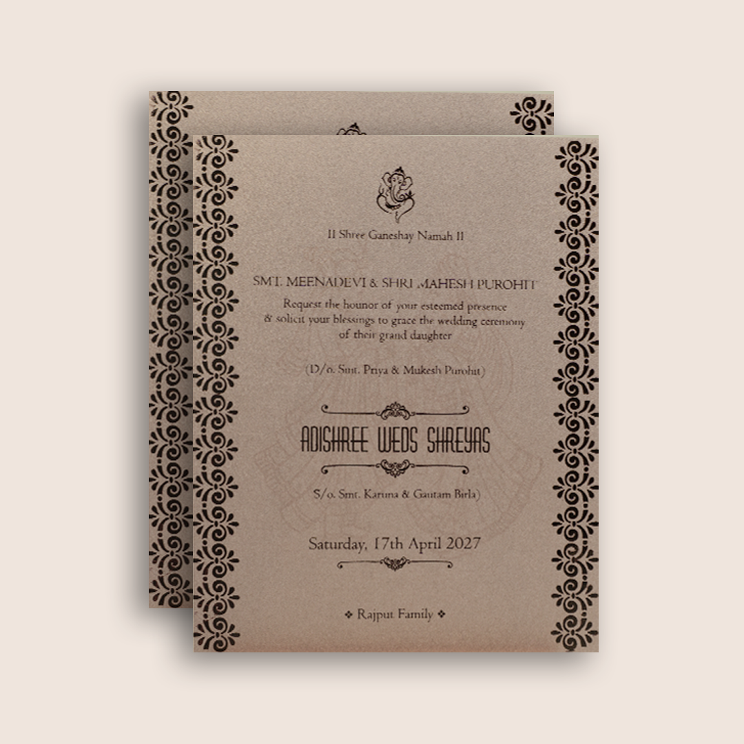 Elegant Brown Handmade Paper Invitation Card - KPR07410