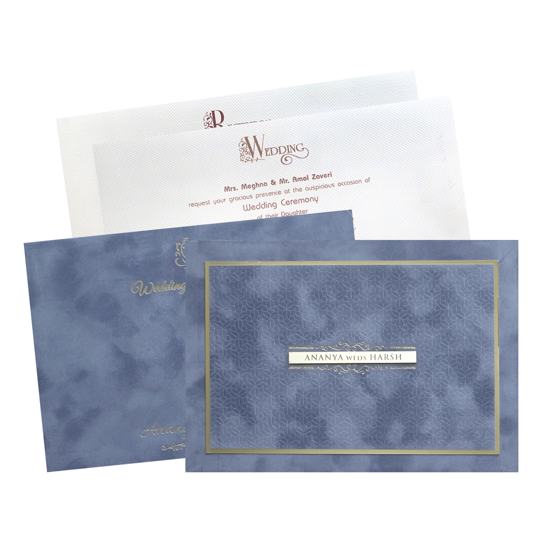 Luxury Grey & Gold Padded Wedding Invitation Card - KMMWD1149