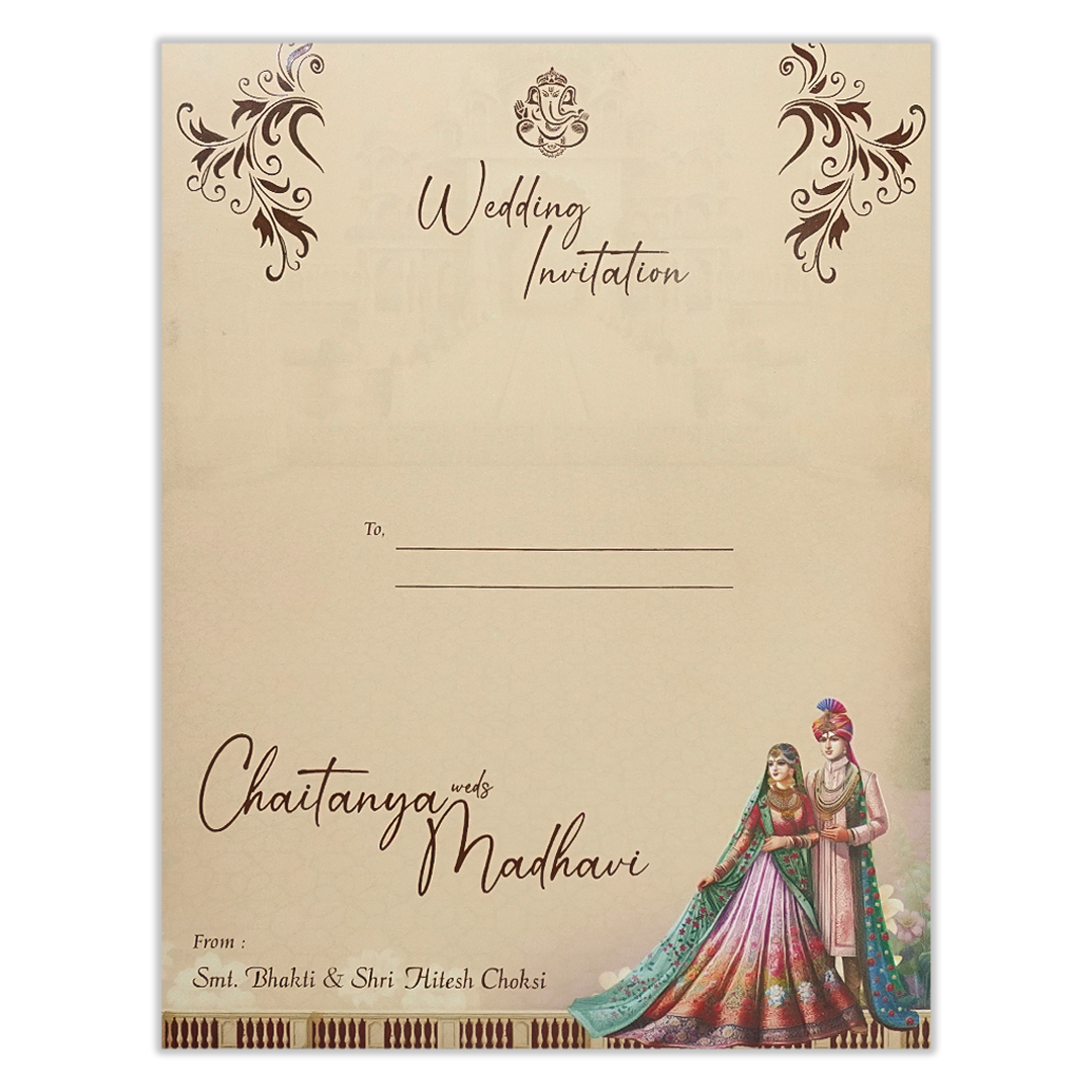 Purple Palace Padded Wedding Card-KSH73130