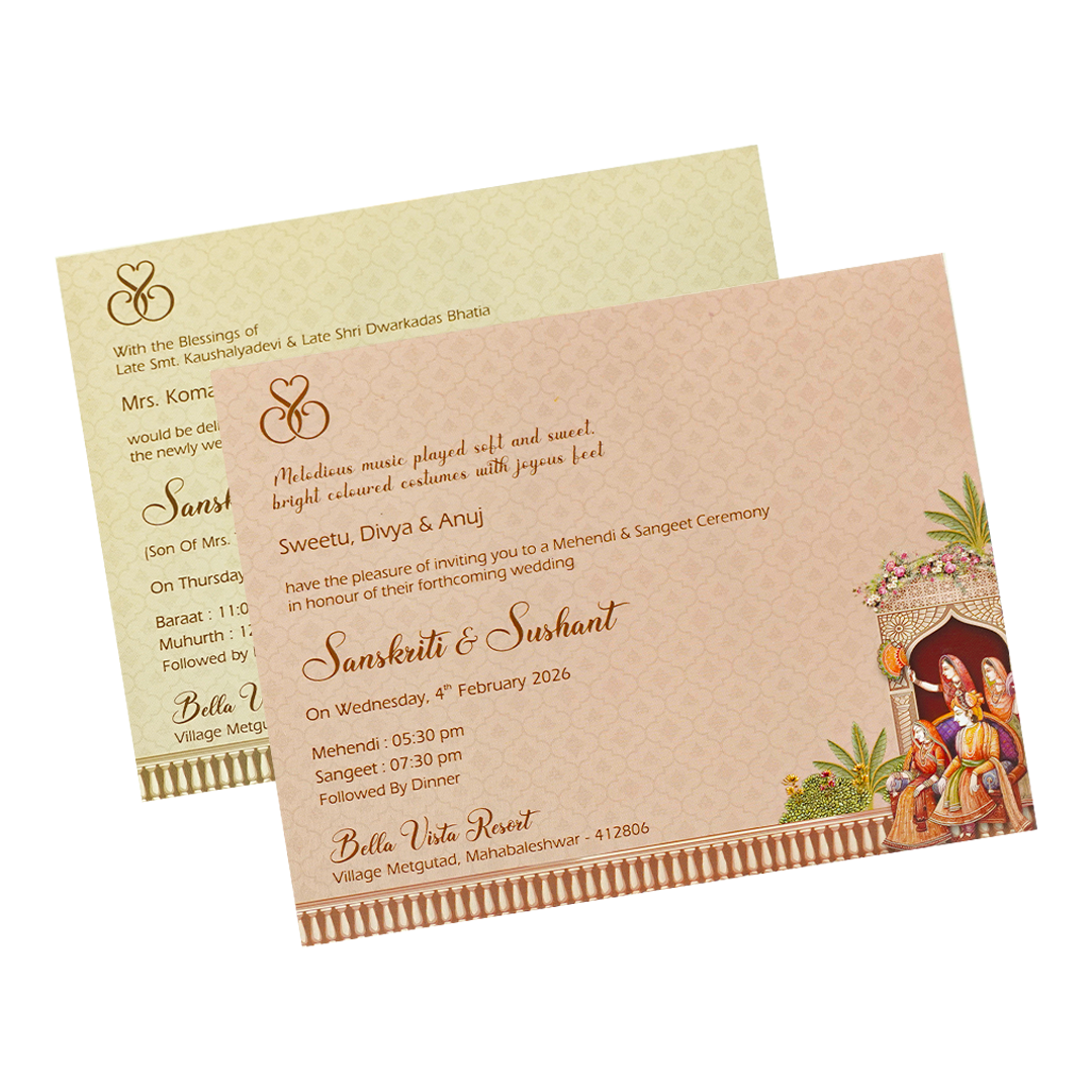 Royal Palace Bag Style Wedding Card-KSI64690