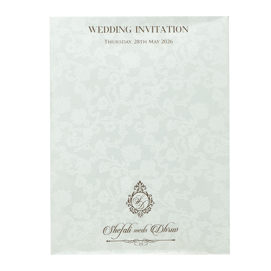 White Floral Gold Foil Wedding Card-KRE28500