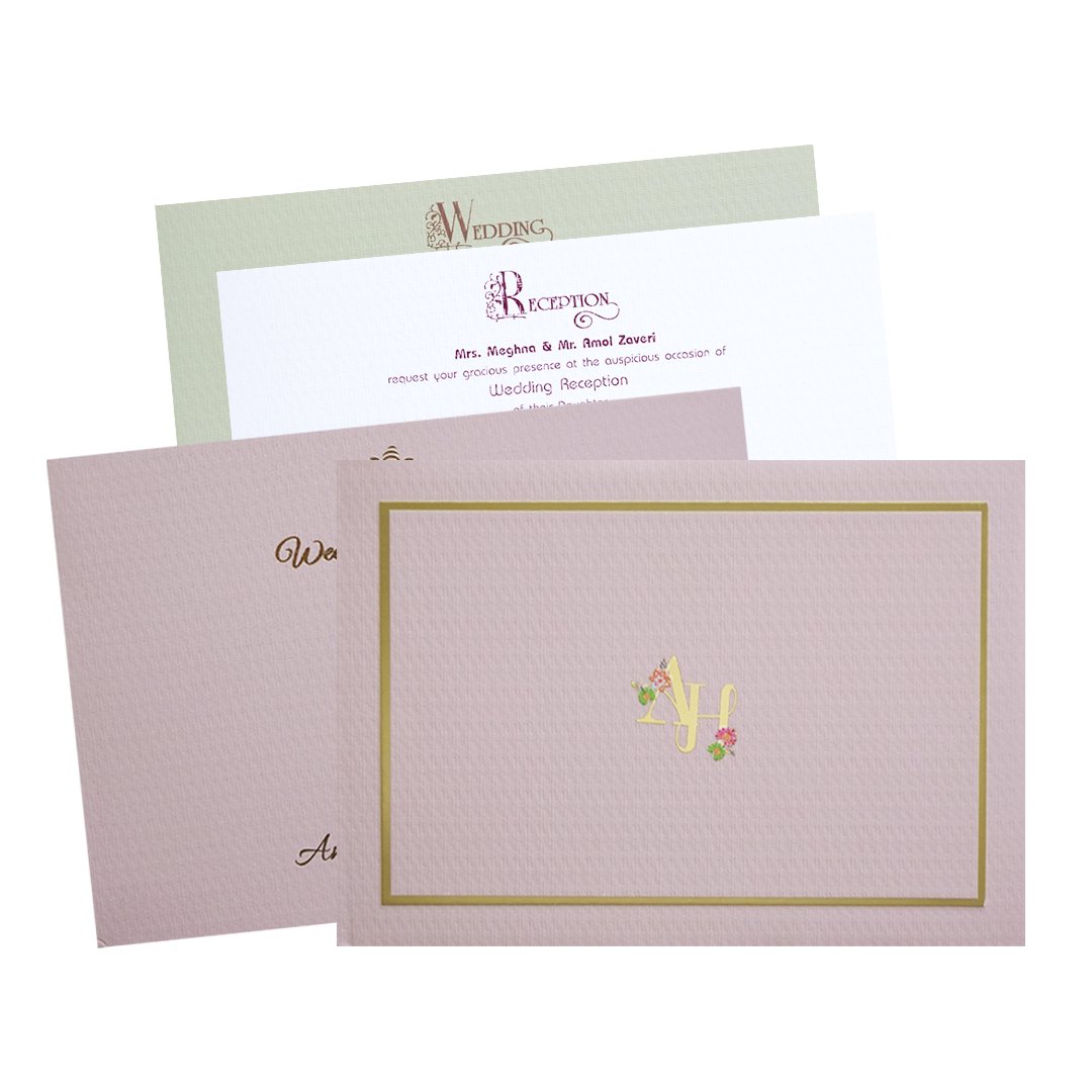 Pink Monogram Simple Wedding Card - KMMWD1139