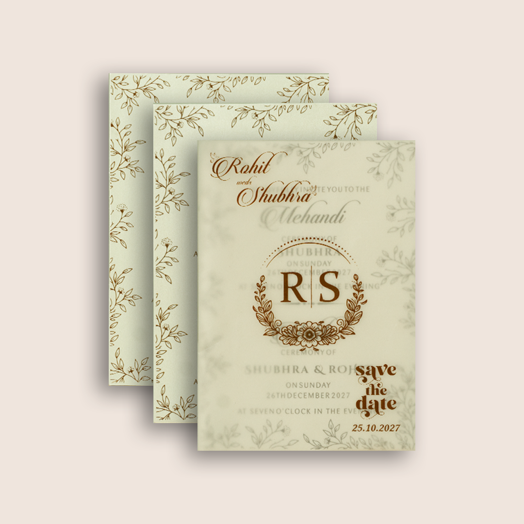 Patel Brown Elegant Floral Laser Cut Wedding Invitation - KJP25200