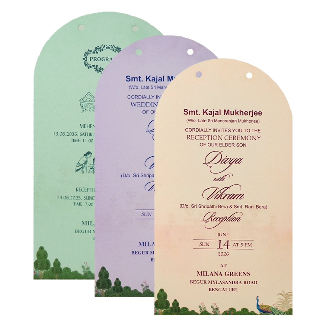 Pink Floral Arch Frame Wedding Card-KNBS3402