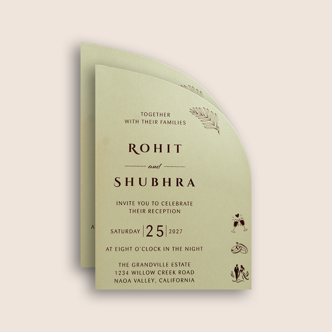 Wine Floral Laser Cut Invitation Card - KJP25130