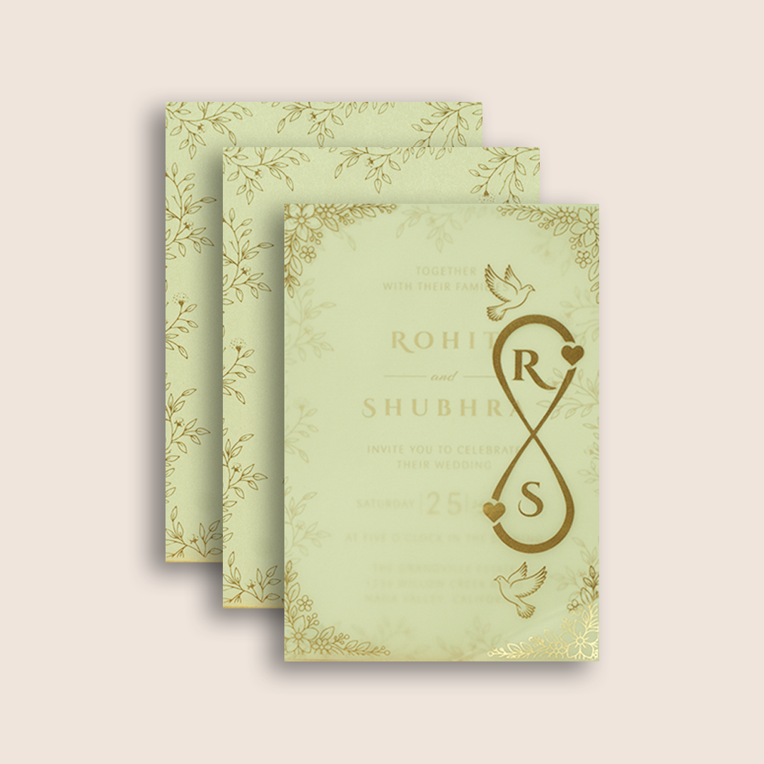 White Floral Wedding Invitation Card - KJP25090