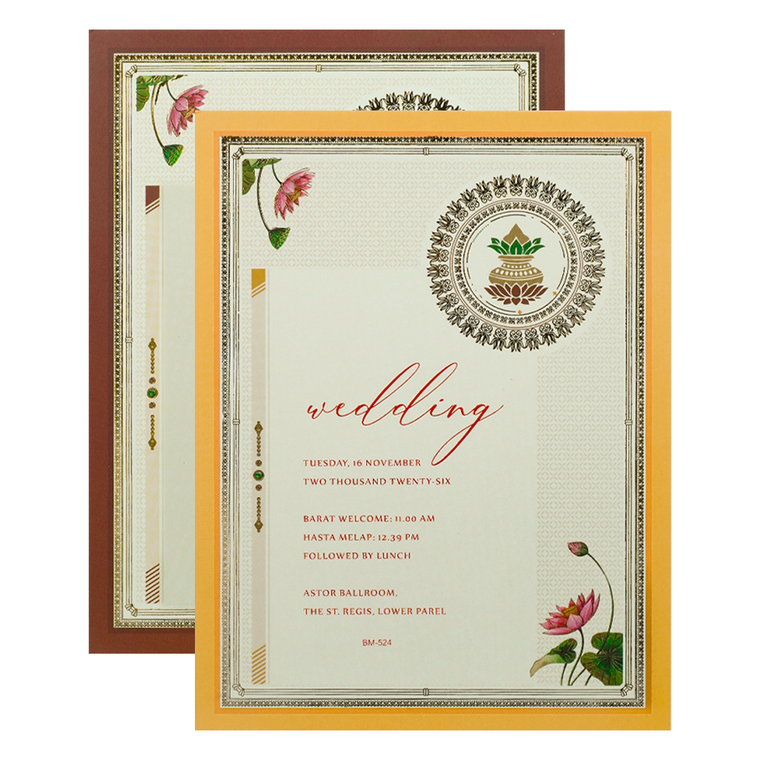 Maroon Ganesha Motif Padded Wedding Card-KBM05240