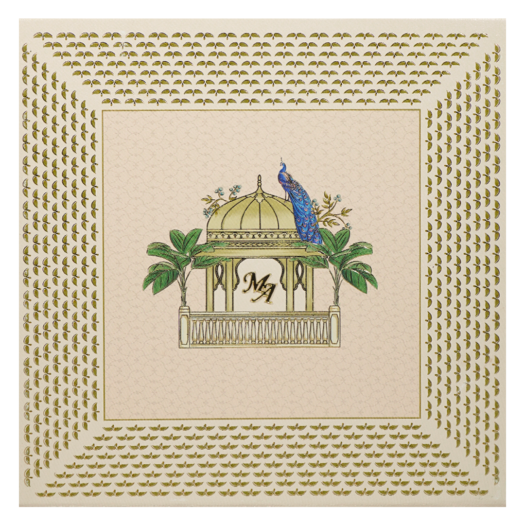 Pink Peacock Theme Wedding Invitation Box-KMMEX8370