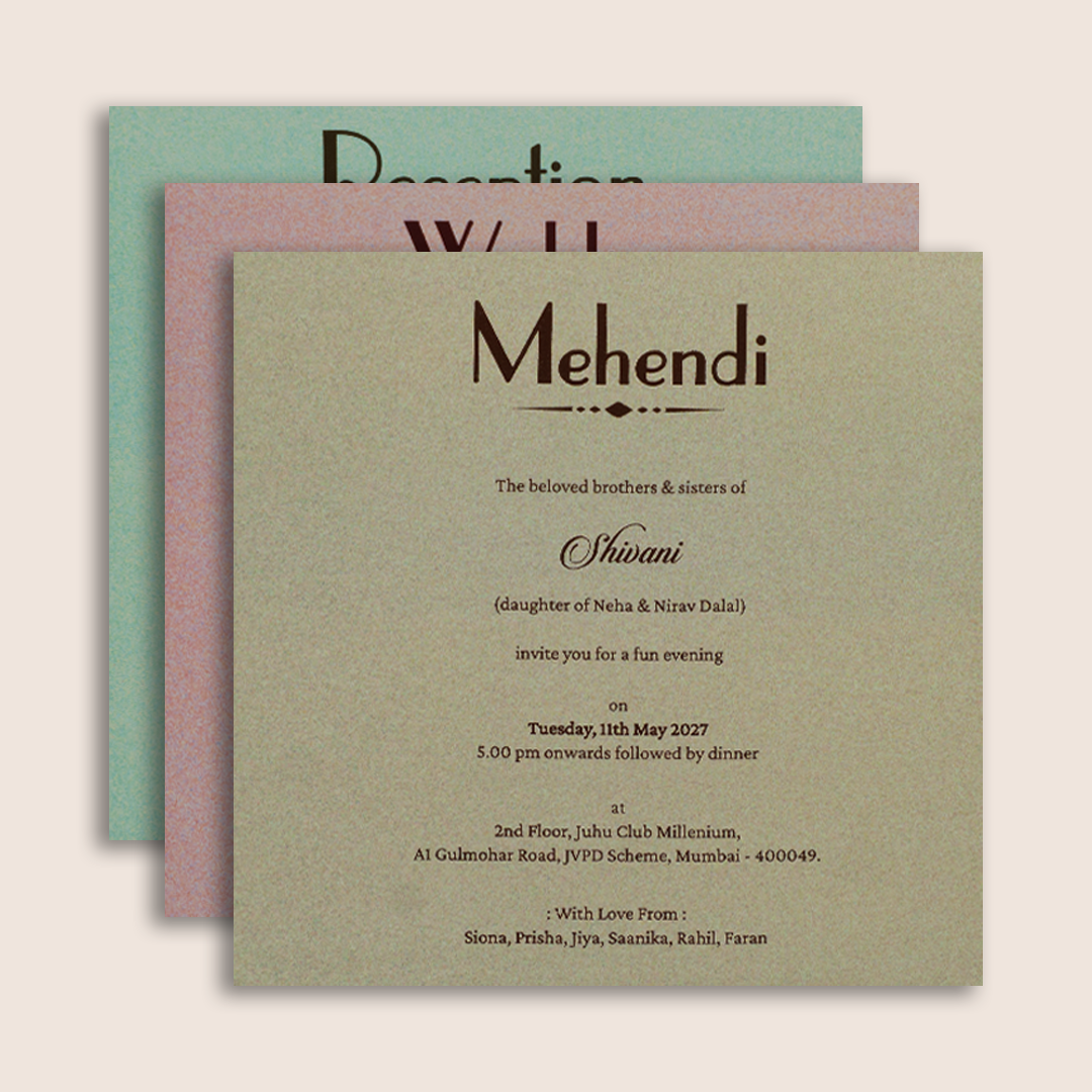 Grey Floral Elephant Padded Invitation Card - KPR023350