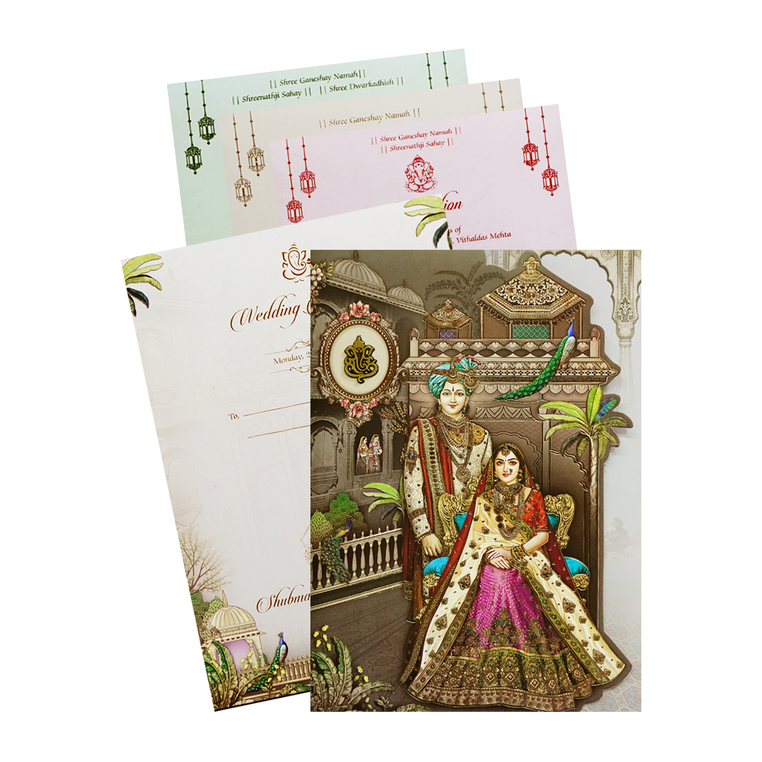 Royal Bride and Groom 3-Fold Wedding Card-KRB09020