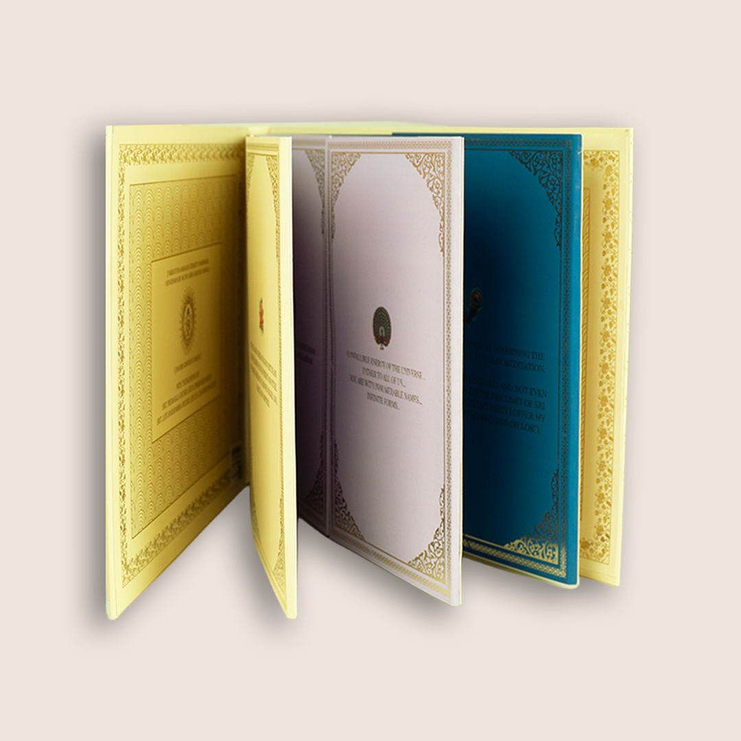 Cream Laser Cut Floral Lord Ganesha Padded Wedding Invitation - KNLW202581