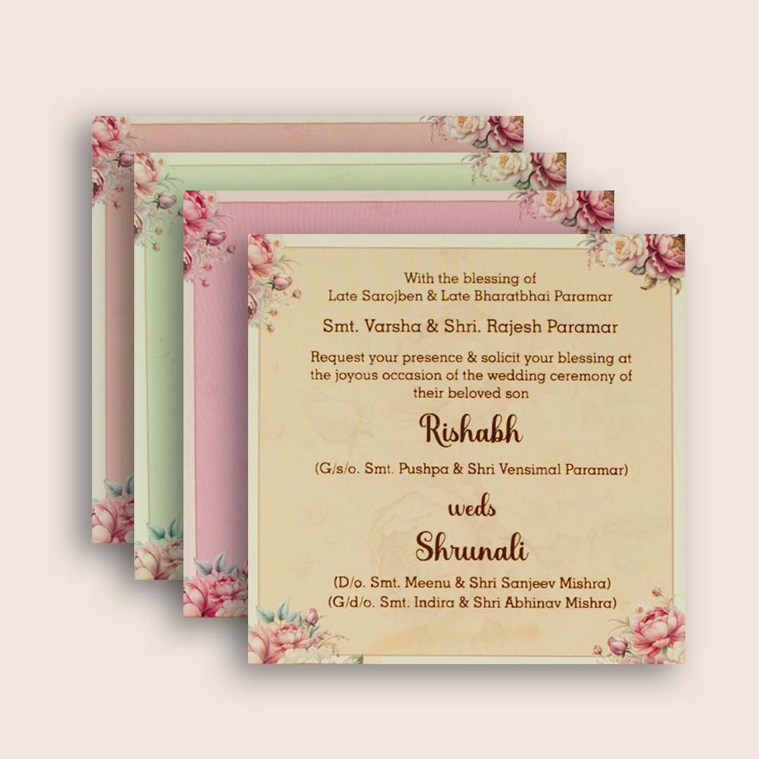Pink Embossed Floral Luxury Wedding Invitation Box - KSI32770