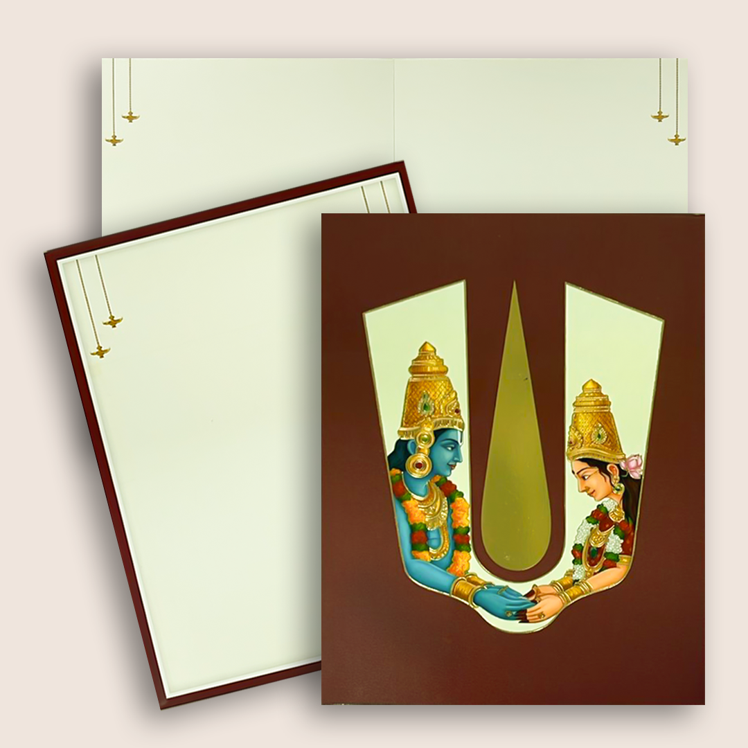Brown Vaishnava Nama Balaji Padmavathi Wedding Card - KNKC6206