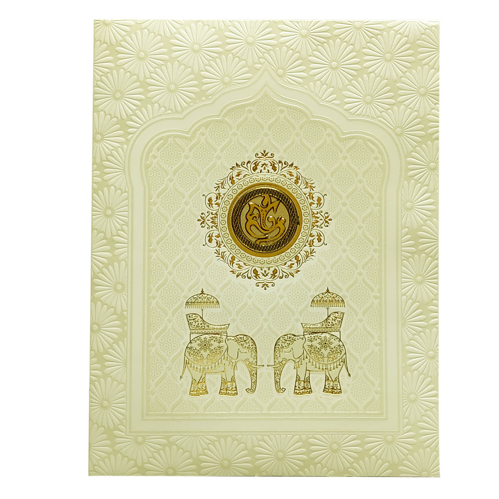Ivory Floral Elephant Invitation Card-King of Cards