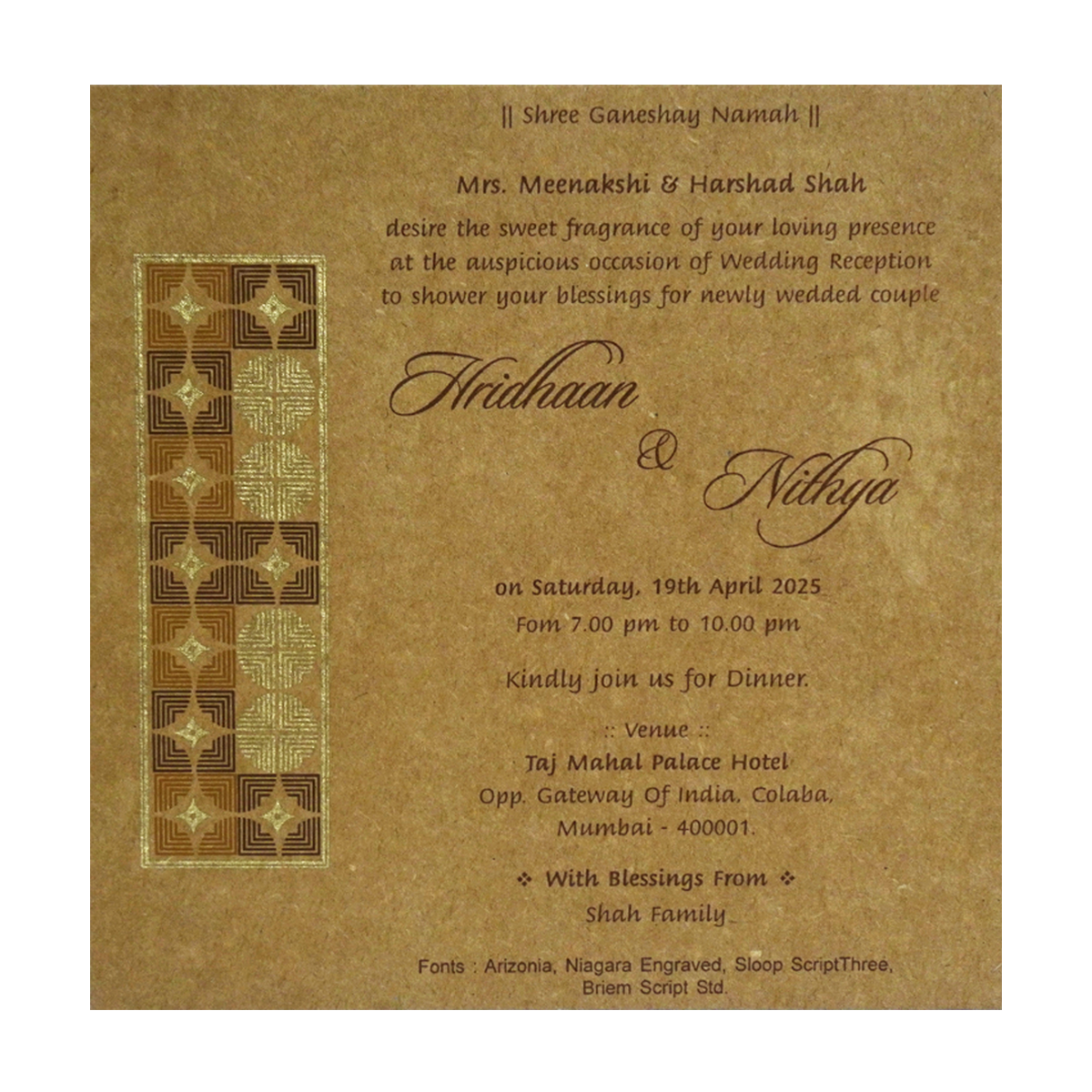Khaki Pattern Single Invitation Card-King of Cards