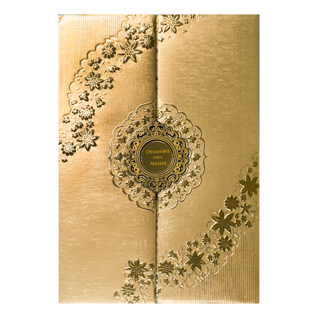 Gold Floral Padded Wedding Card-KSSC2062