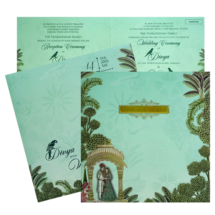 Green Traditional Nameplate Invitation Card-King of Cards