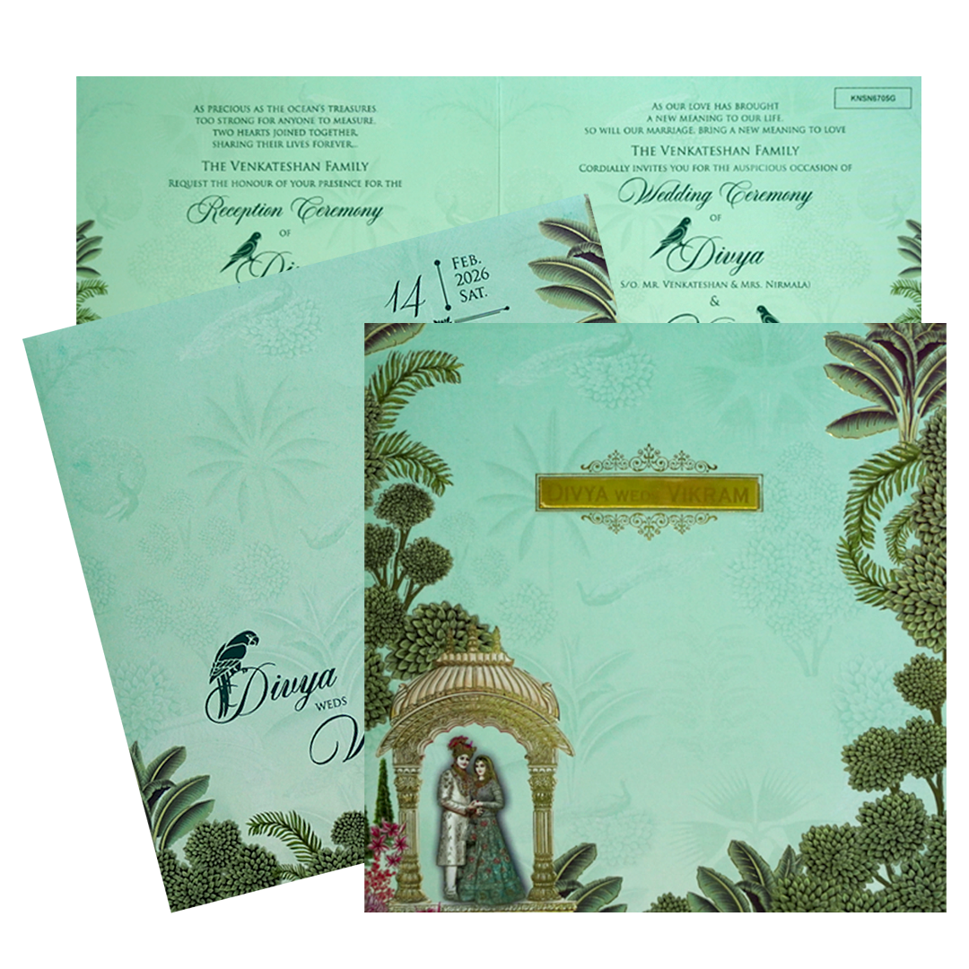 Green Traditional Nameplate Invitation Card-King of Cards
