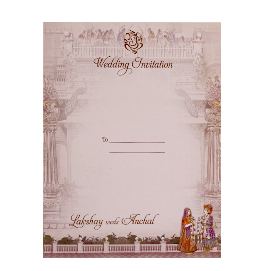 Light Apricot Pink Padded Invitation-King of Cards