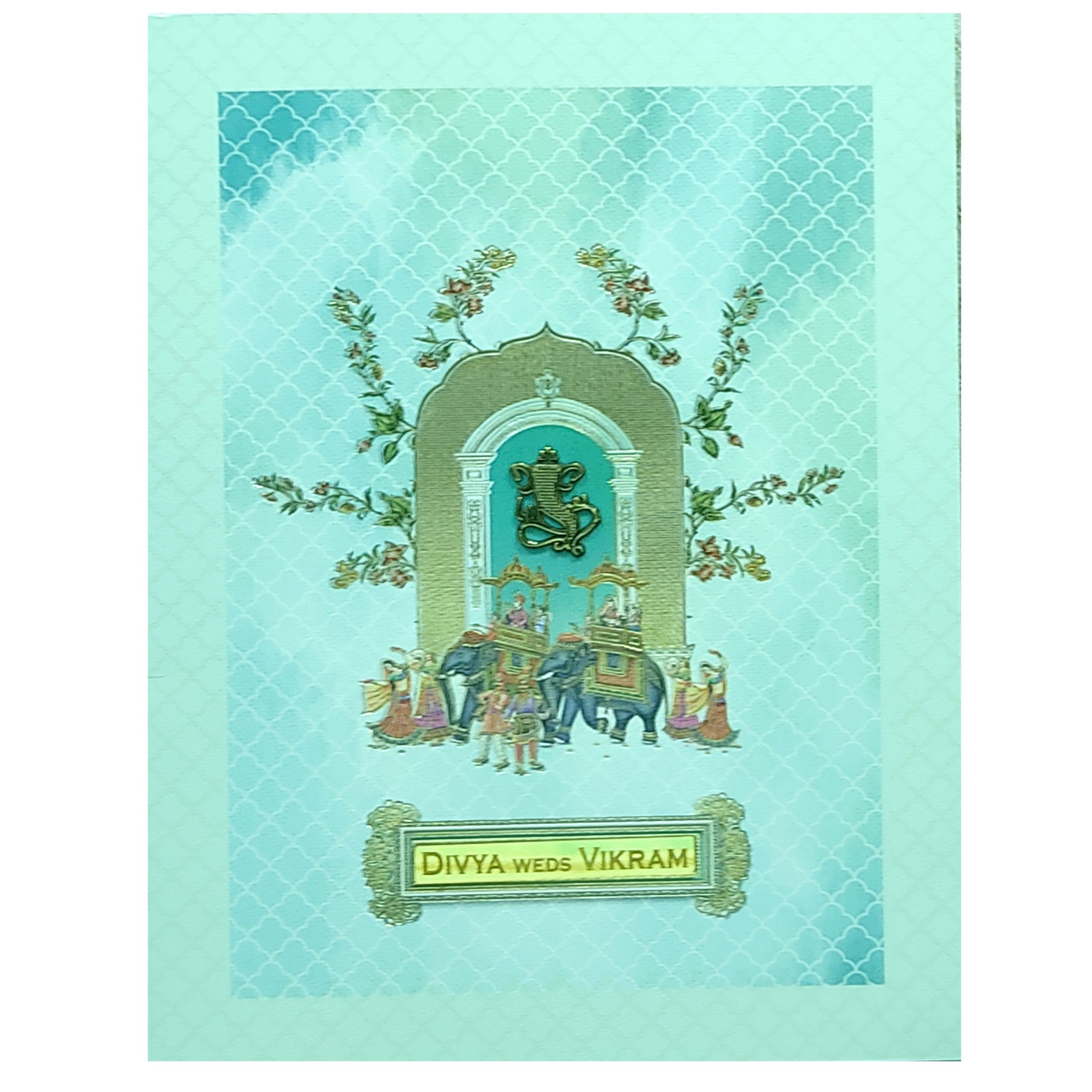 Blue Traditional Elephant Wedding Card-King of Cards