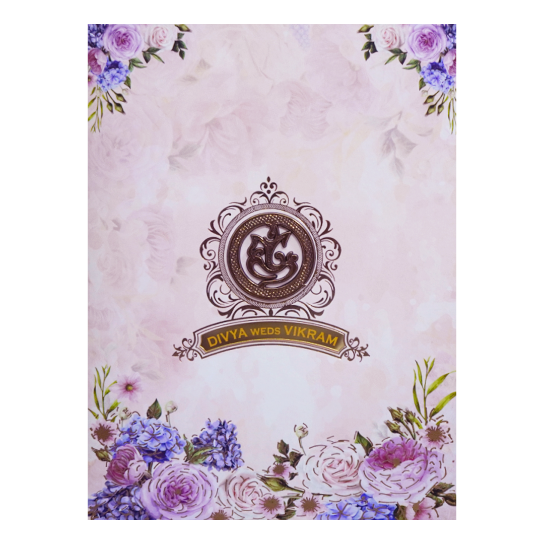 Colourful Floral Wedding Card With a Gold Touch-KNKC4061