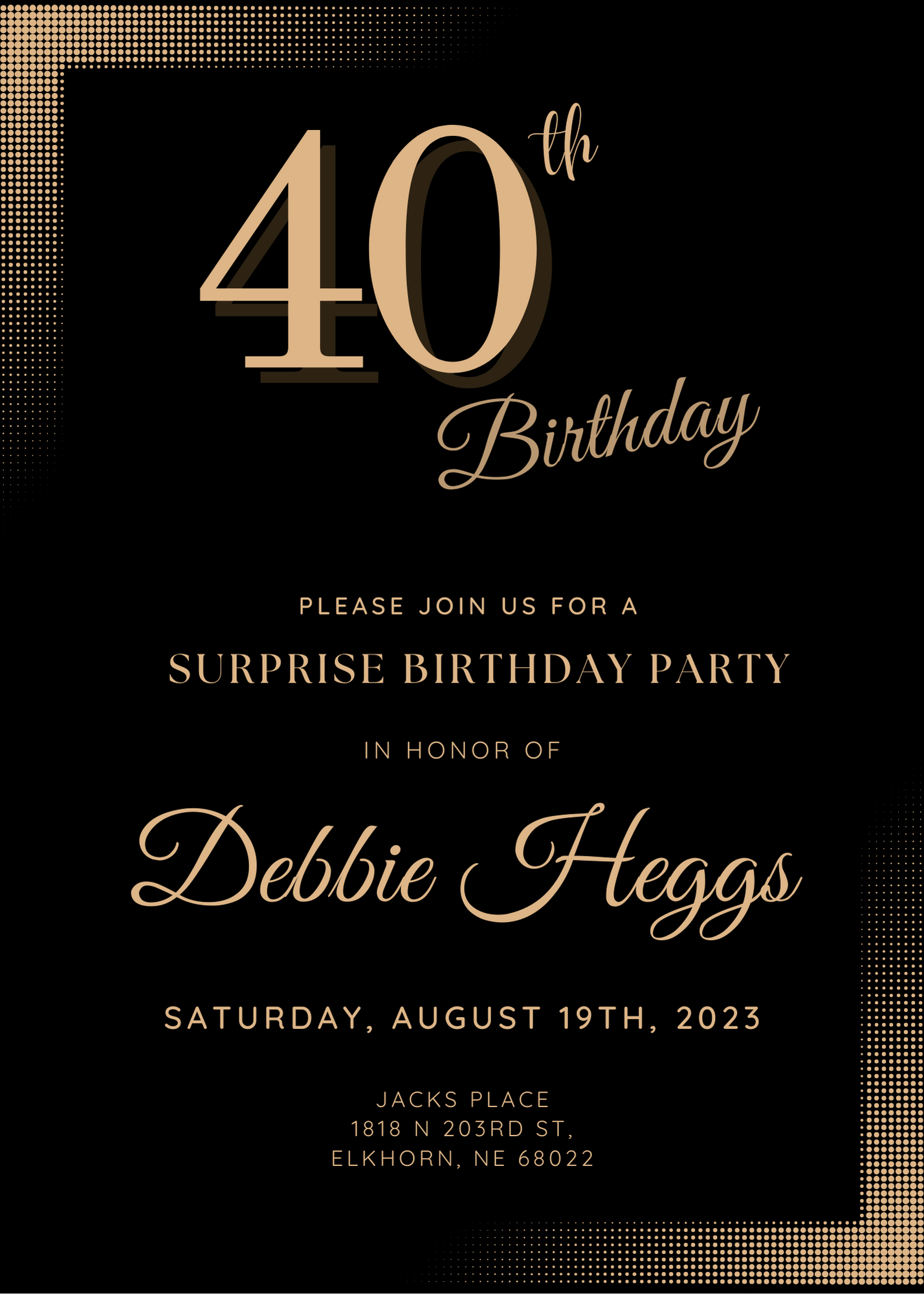 Black Gold Surprise Birthday Invitation-AASBI002