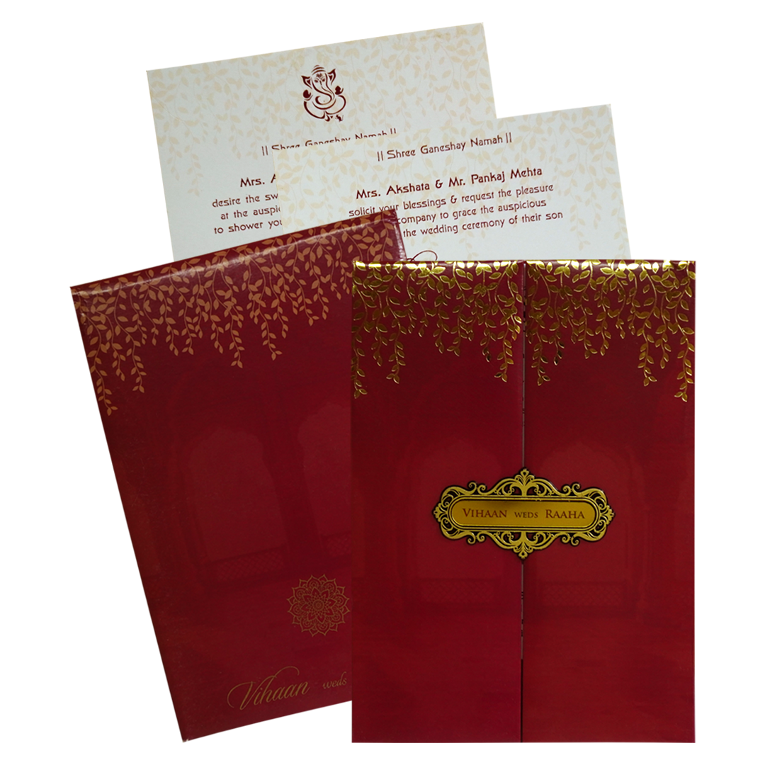 Red Padded Wedding Card-King of Cards