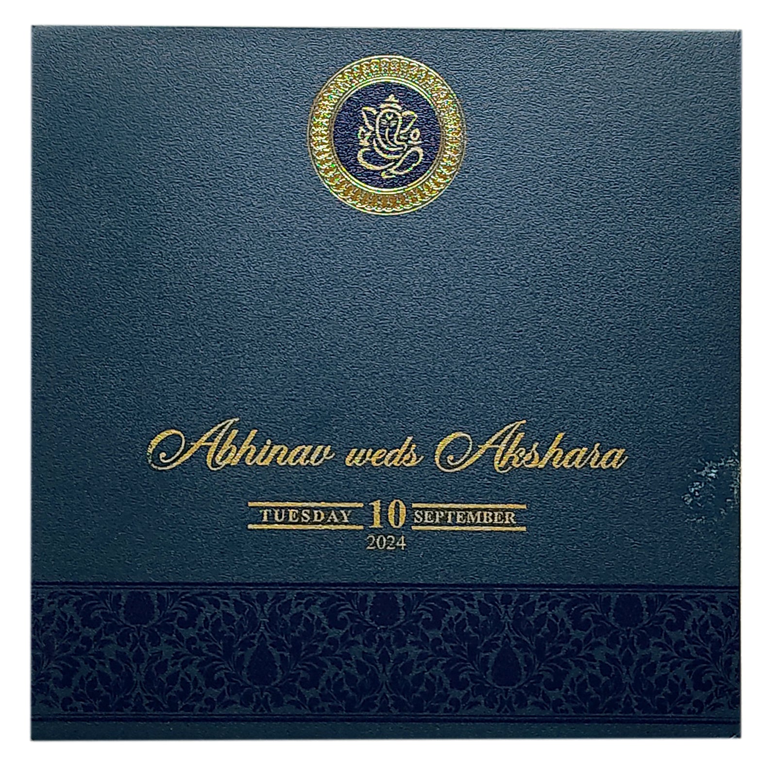 Blue Floral Door Wedding Card Design-KPR05360