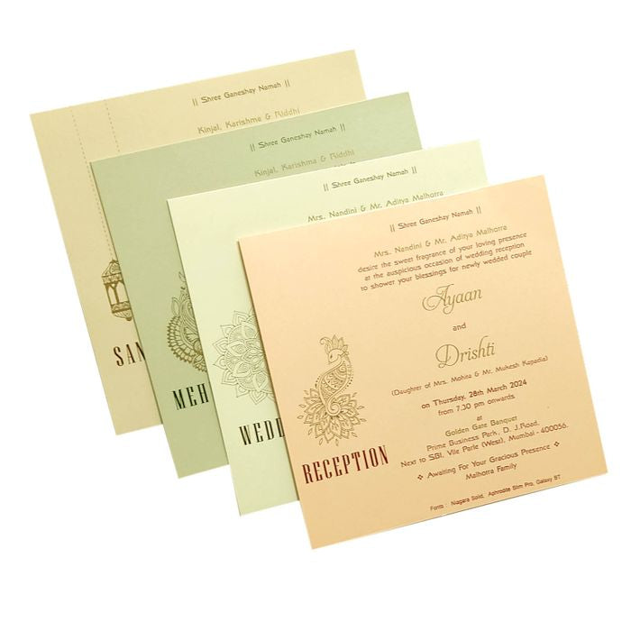 Peach Pink Floral Invitation Card-King of Cards