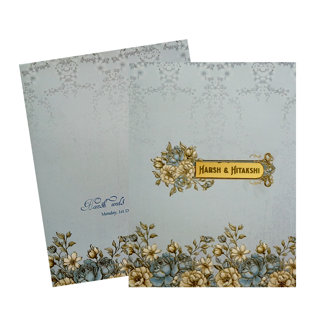 Blue Floral Wedding Card-King of Cards