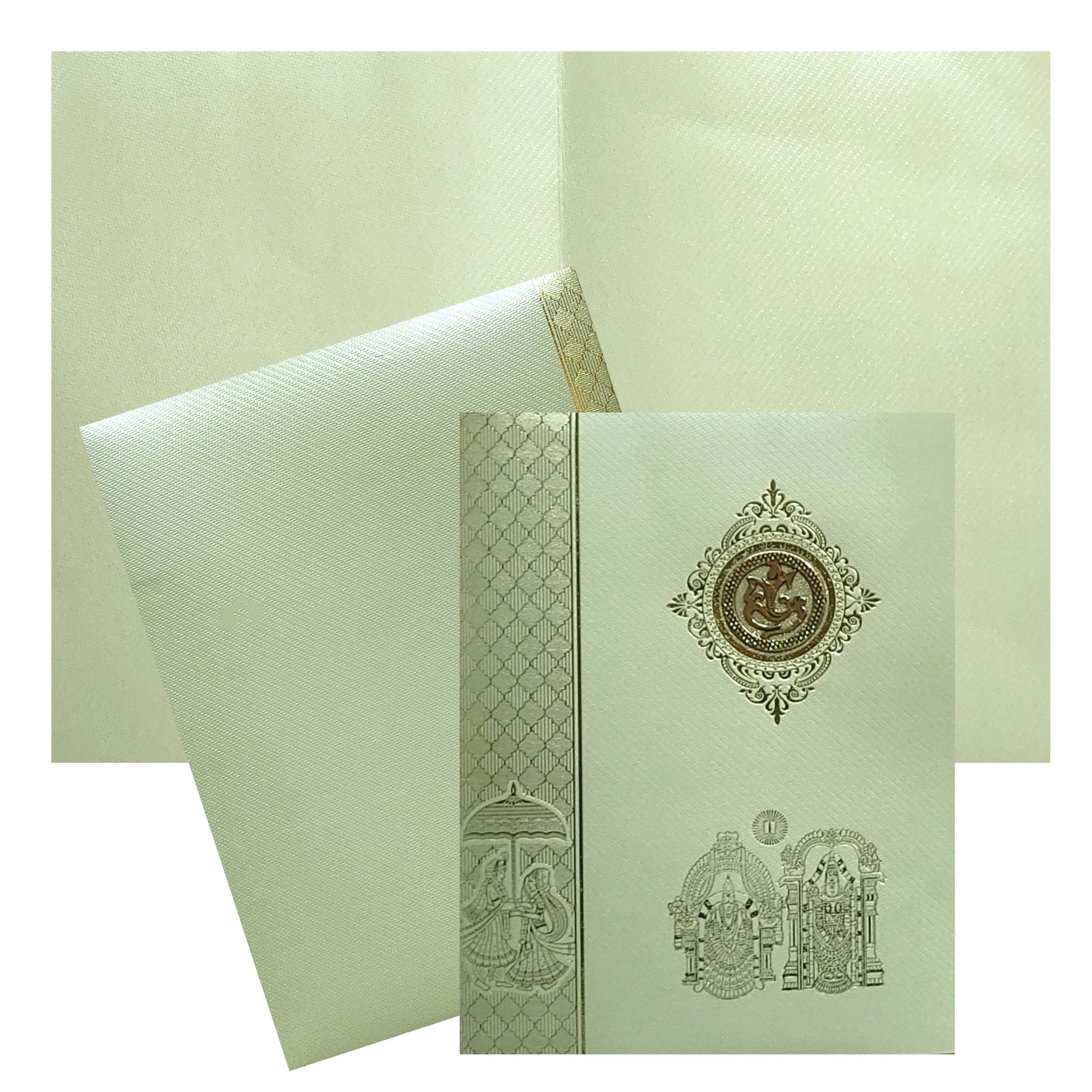 Olive Green Hindu Wedding Invitation Card-KNKGN5024