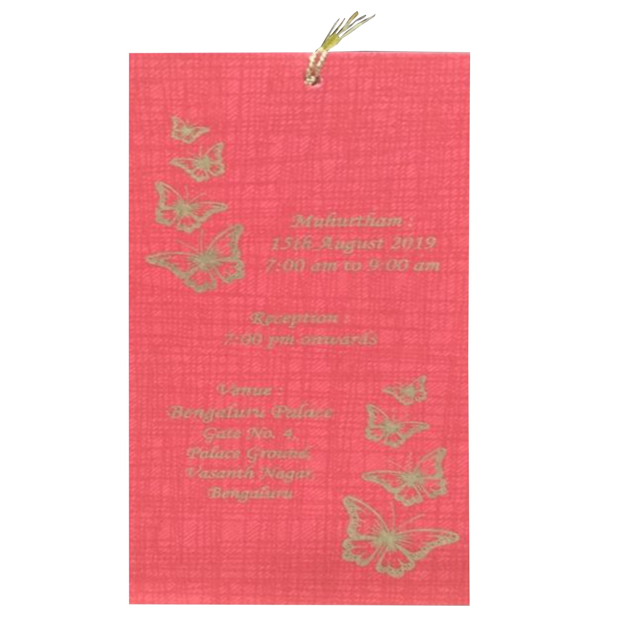 Alluring Butterfly Theme With Bright Red Shading Personal Wedding Card - KNPSU06R-King of Cards