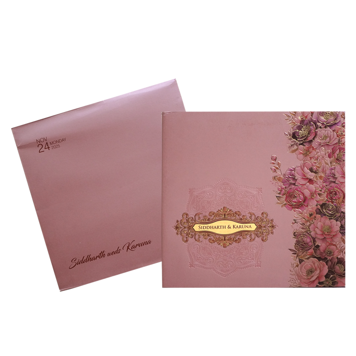 Bronze Pink Premium Padded Wedding Invitation-King of Cards