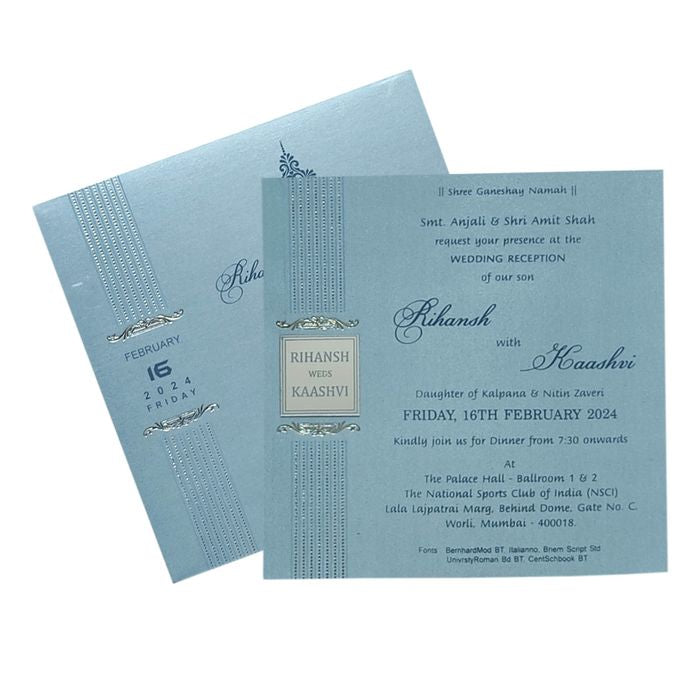 Blue Single Sheet Invitation Card-King of Cards