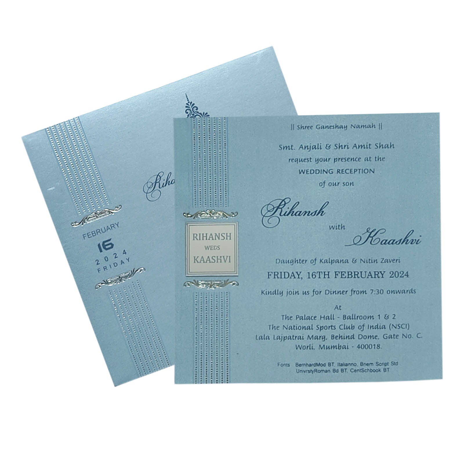 Blue Single Sheet Invitation Card-KRCS6012