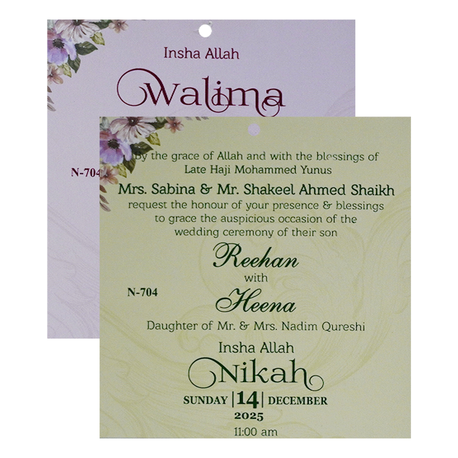 Glacial Green MDF Invitation Card-KVN07040