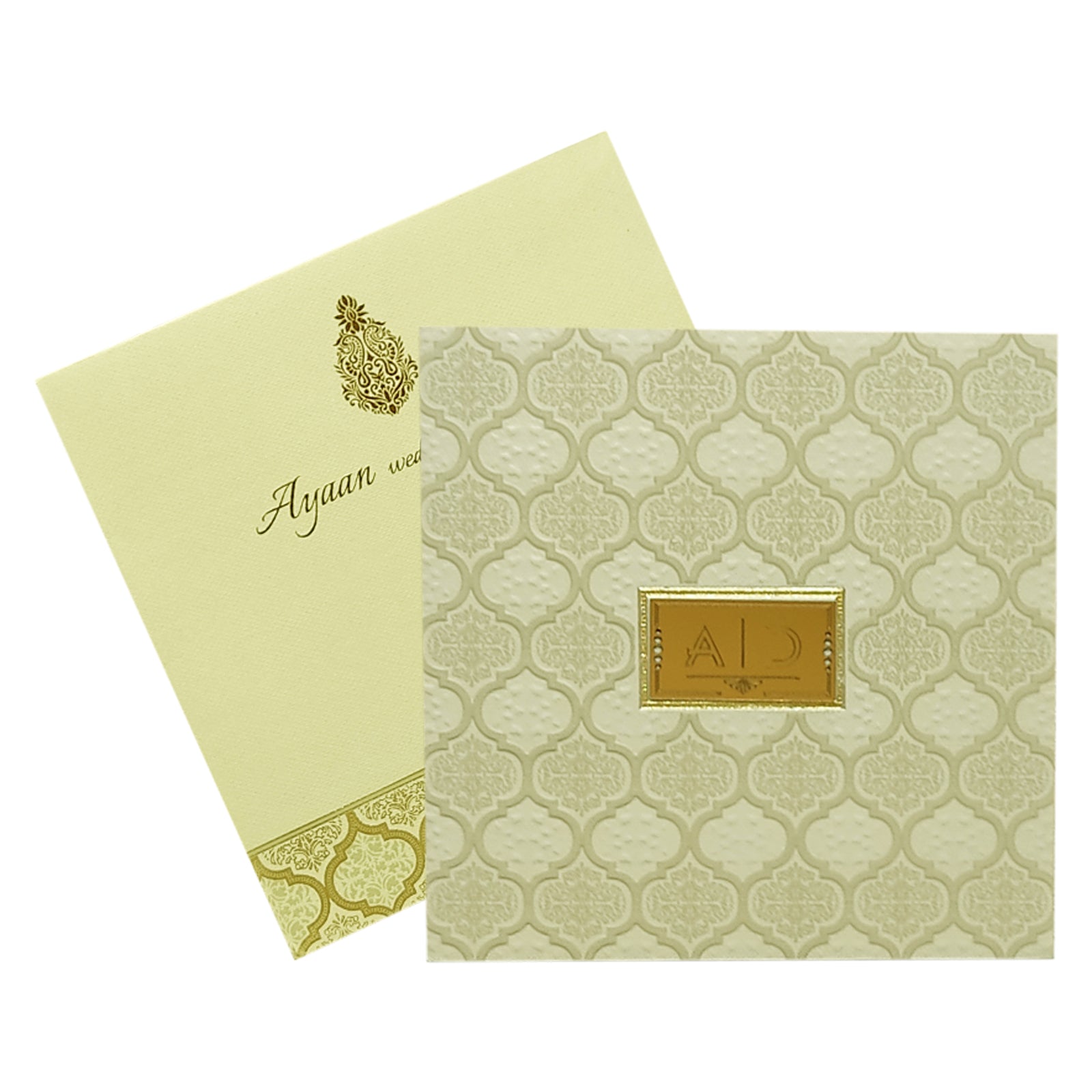 Grey Embossed Design Padded Invitation Card-KRC29761