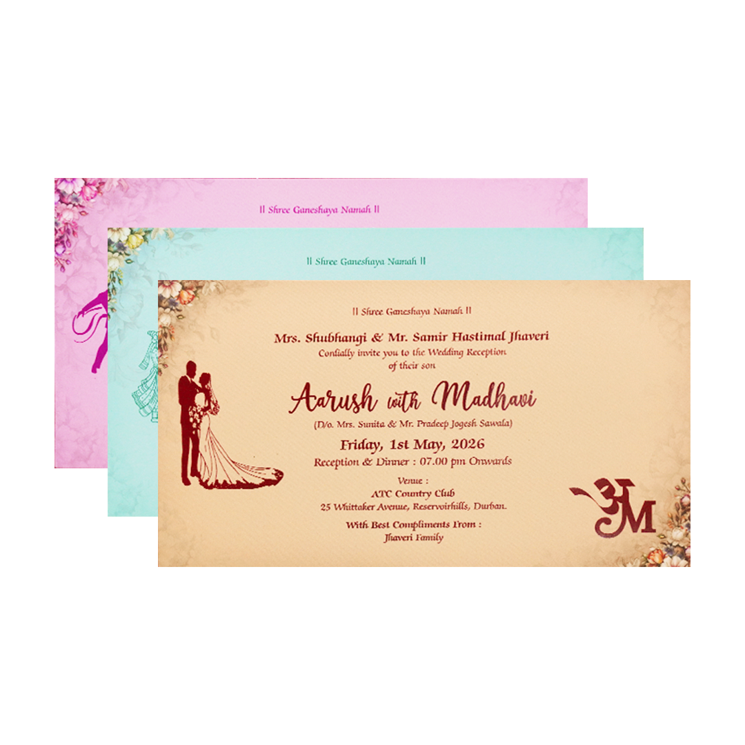 Brown Floral Padded Wedding Card-KSH72270