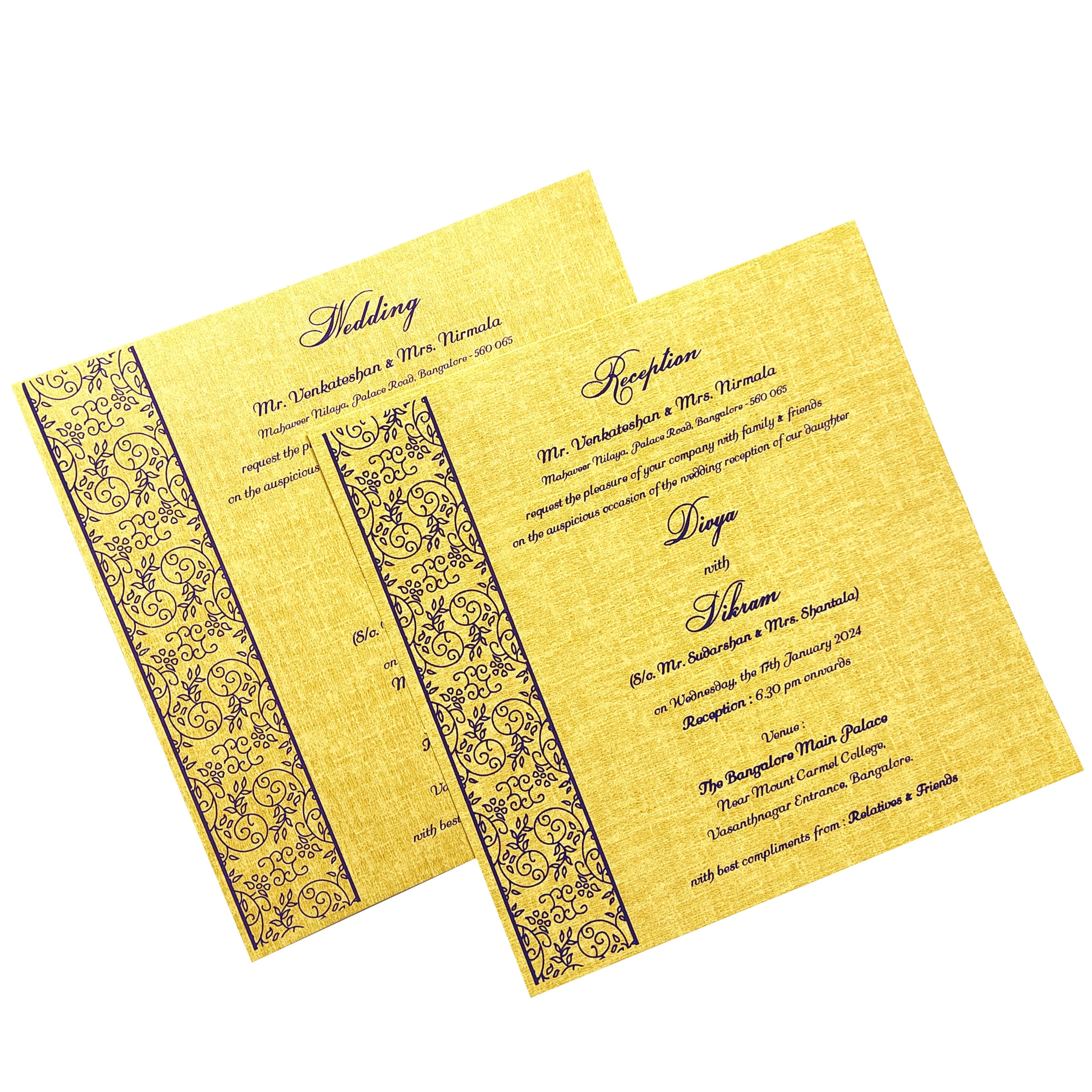 Gold Balaji Padmavathi Invitation Card-KNPO5519N-King of Cards