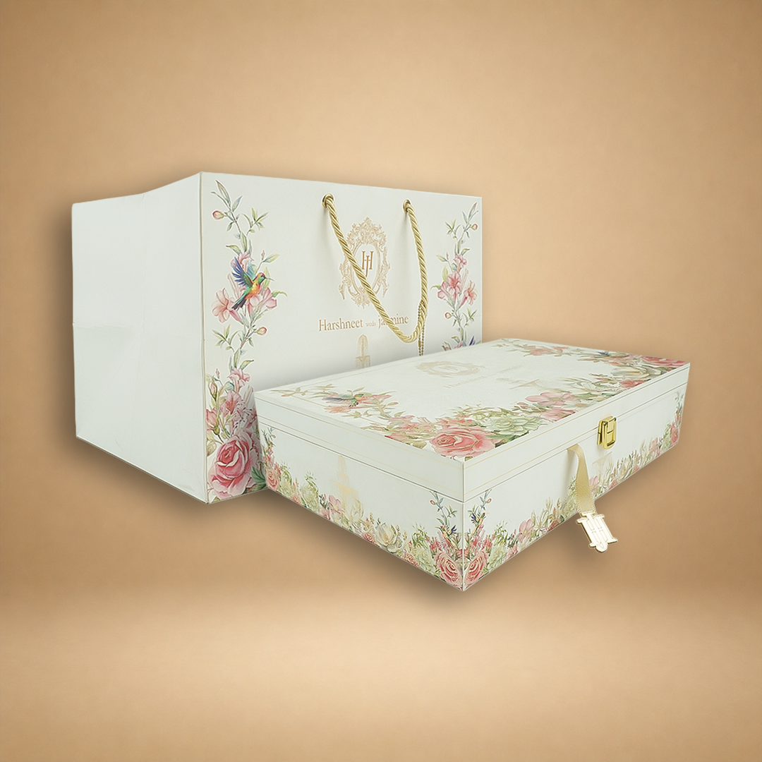 White Premium Floral Luxury Invitation box - KNLW202529