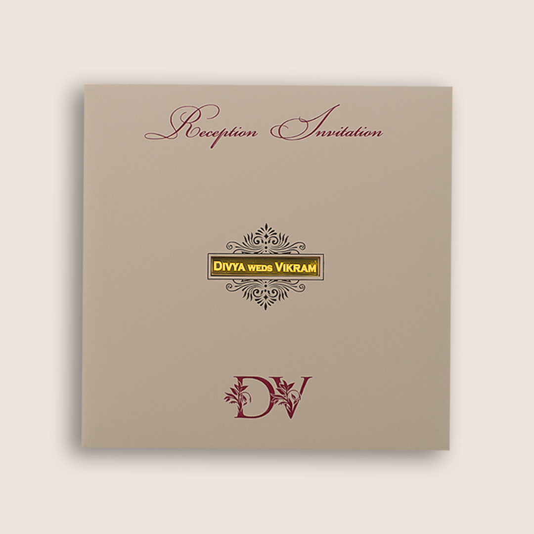 Metallic Pink Floral Wedding Invitation Card - KNTR2502P