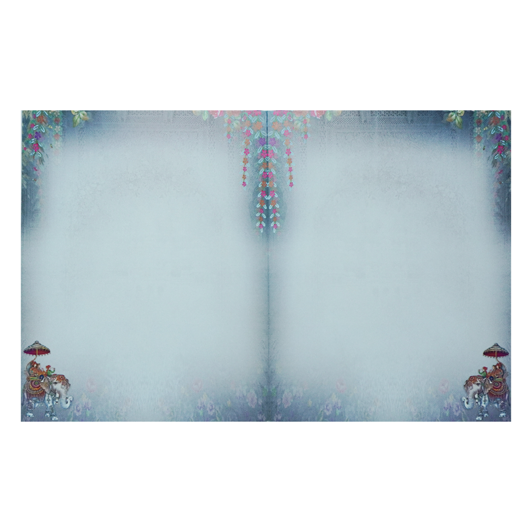 Blue Royal Elephant Baraat Wedding Card-KNKJ1153