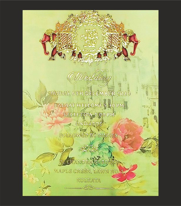 Cream Ultra Premium Box Invitation Card In Elephant Theme-KNKUP001-King of Cards